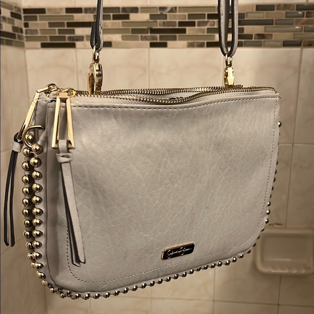 Chic Gray Studded Crossbody Bag